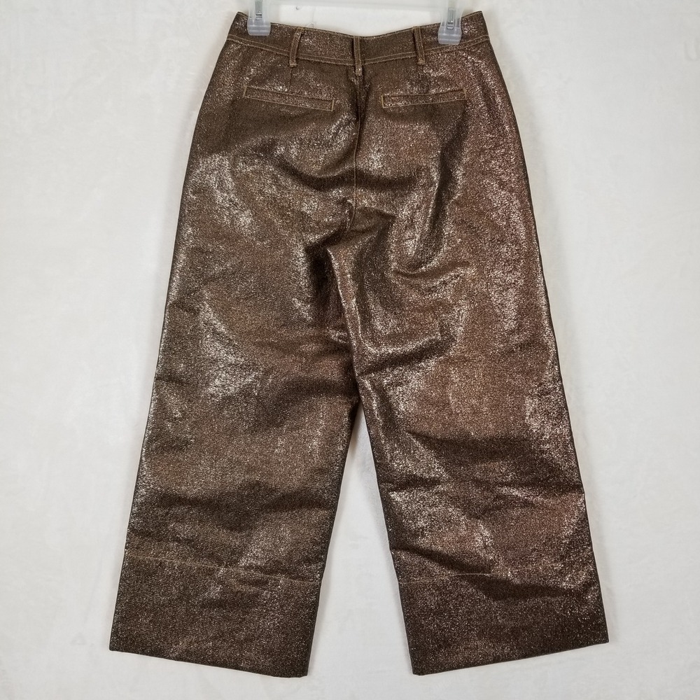 Madewell Bronze Metallic Wide Leg Crop Pants Bronze Coated High Rise Size 27 - Picture 3 of 9